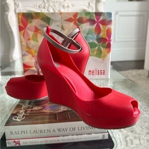 Melissa Women's Red Wedge Shoes